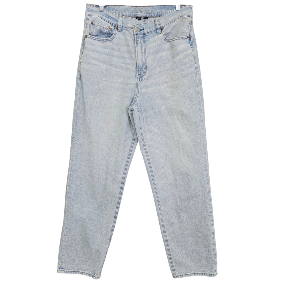 American Eagle Strigid Mom Jeans Womens 12 Light Wash High Rise Tapered Denim